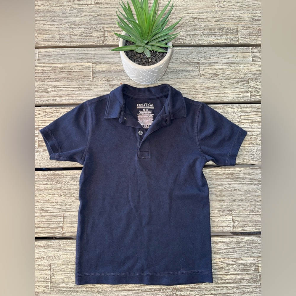 Boys Nautica Short Sleeve Polo Shirt, Blue, Sz 7